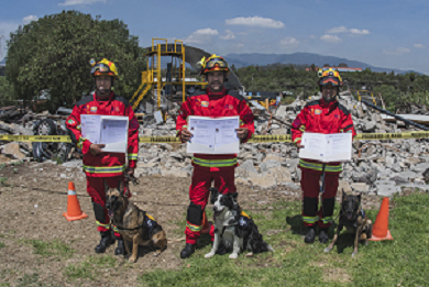 CERTIFICAN BINOMIOS DE LA UNIDAD CANINA DE RESCATE